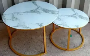 Round Glass Marble Effect Table