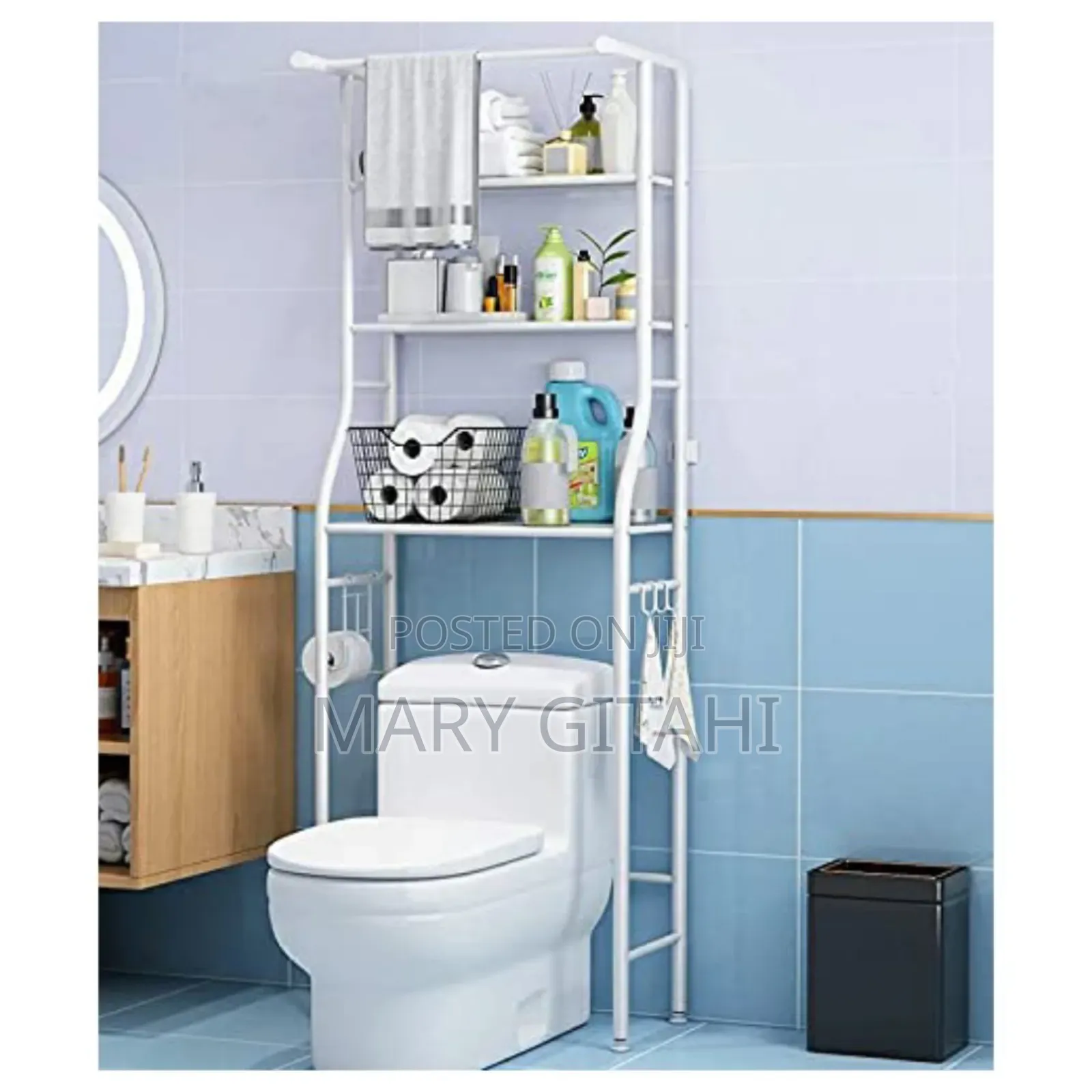 Over the Toilet Metallic Stand Rack Tidy Organizer