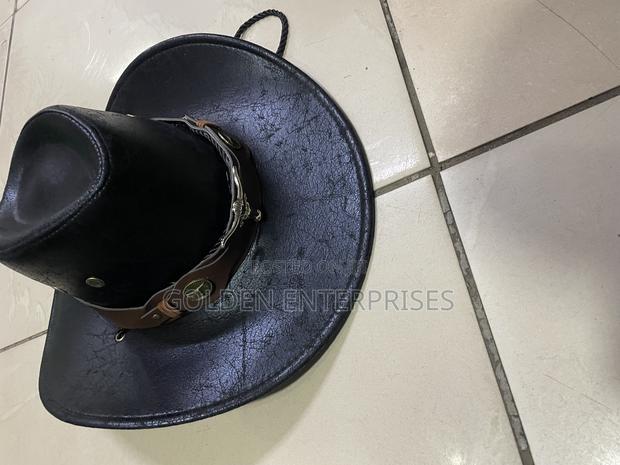 Black Vintage Leather Cowboy Hat - thumbnail 3
