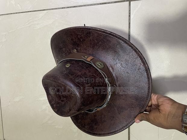 Brown Vintage Leather Cowboy Hat - thumbnail 3