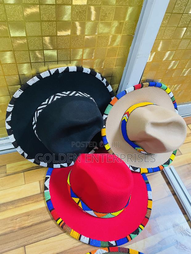 Wide Brim Beaded Fedora Hat - thumbnail 2