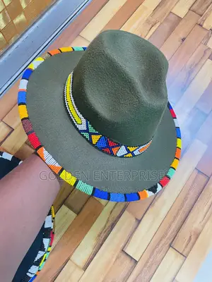 Jungle Green Fashionable Beaded Fedora Hat