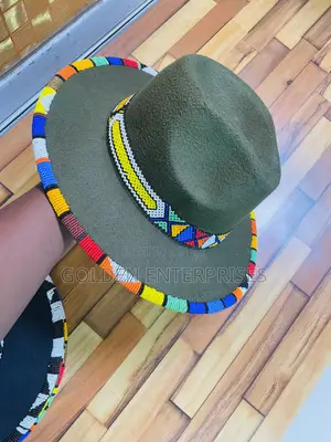 Jungle Green Fashionable Beaded Fedora Hat