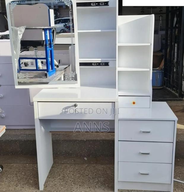 White Dressing Table With Sliding Mirror