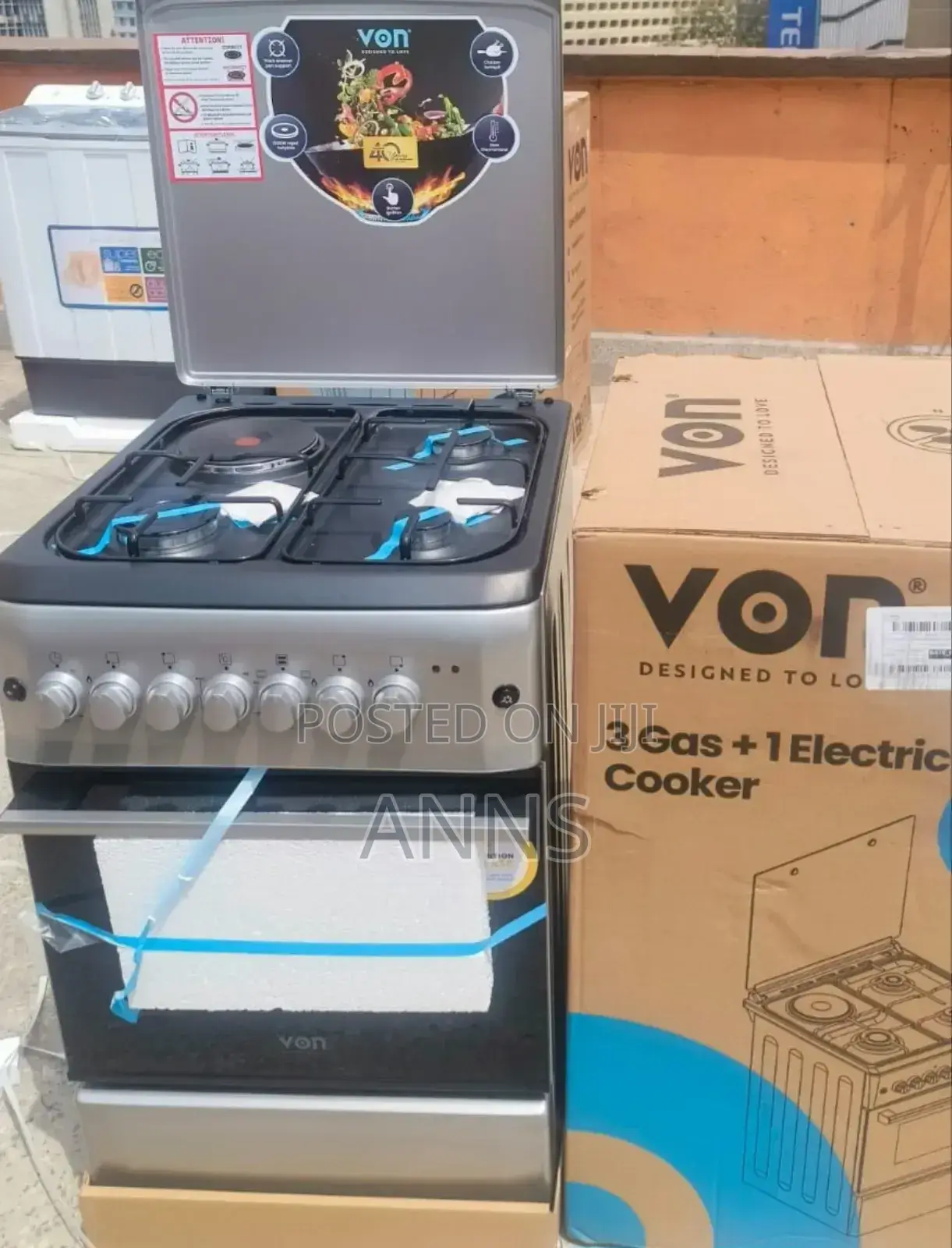 Von 50×60 Silver Black 3gas+1 Electric Standing Cooker