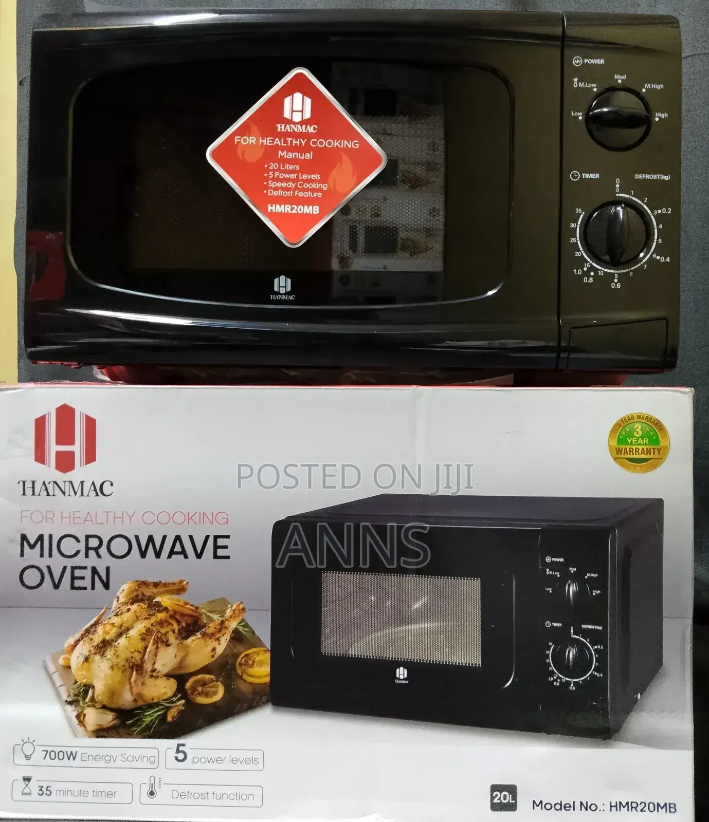 Hanmac Black 20L Manual Microwave