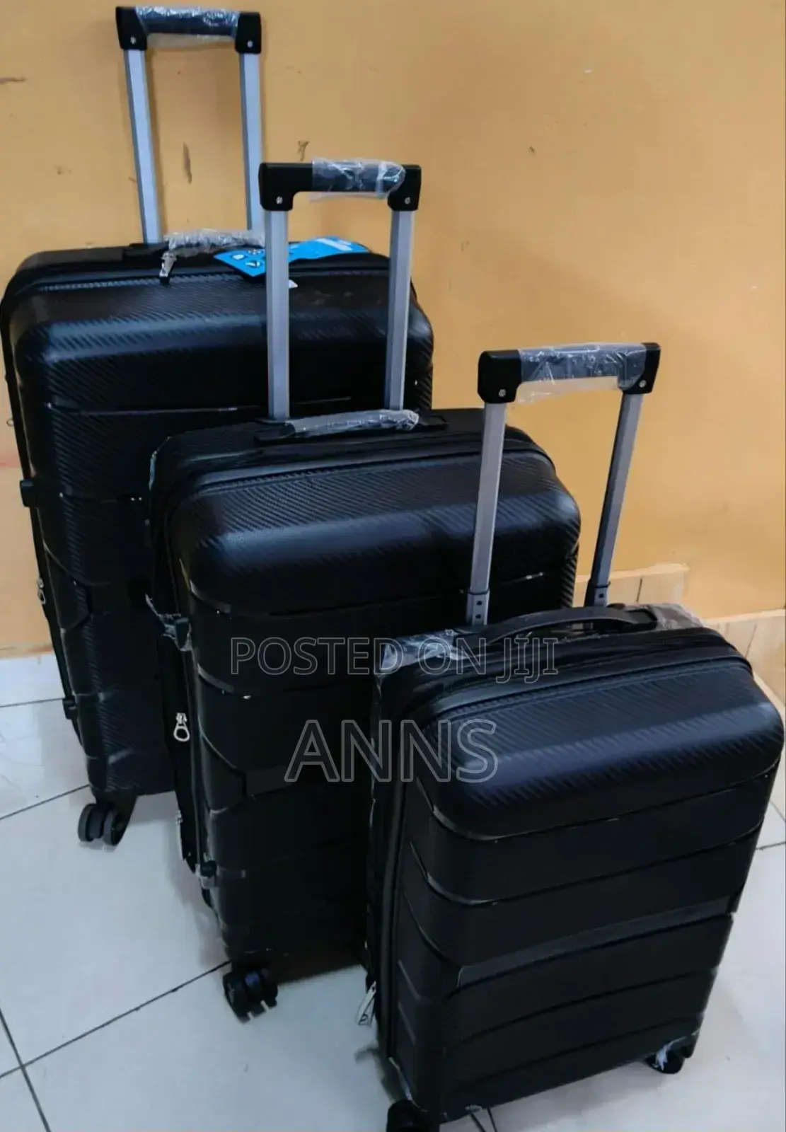 Black 3 in 1 Rubber Suitcase