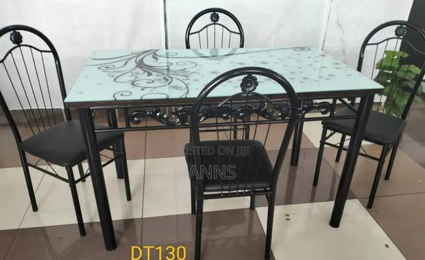 4 Sitter White Marble Dining Table - main view