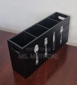 Wooden 30x8x15cm 4 Compartment Cutlery Box Organizer