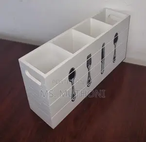 Wooden 30x8x15cm 4 Compartment Cutlery Box Organizer