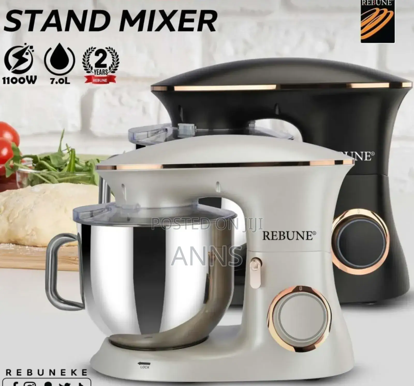 Rebune 7litres 1100 Watts Stand Mixer