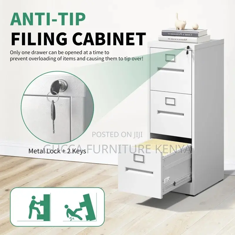 Cabinets:Heavy Duty Vertical 3 Drawer Metal File Cabinet
