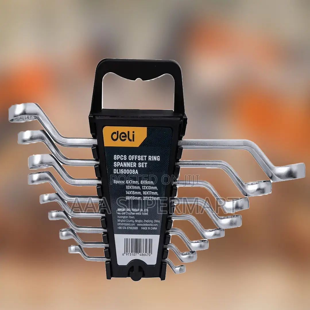 Deli Tools EDL150008A 8pcs Offset Ring Spanner Set