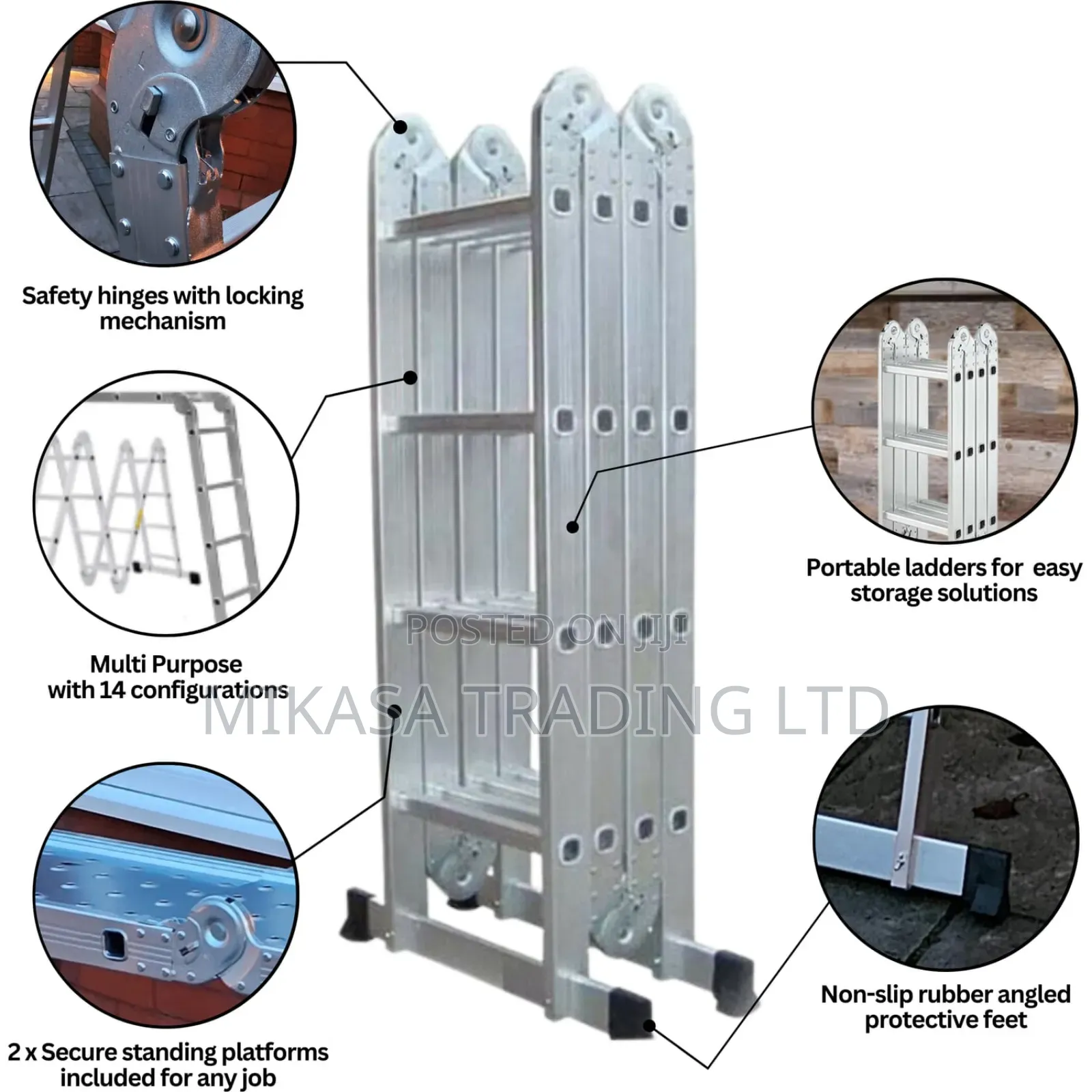 Aluminium Foldable Ladder 4×7 (7.9mtrs) Toller Brand