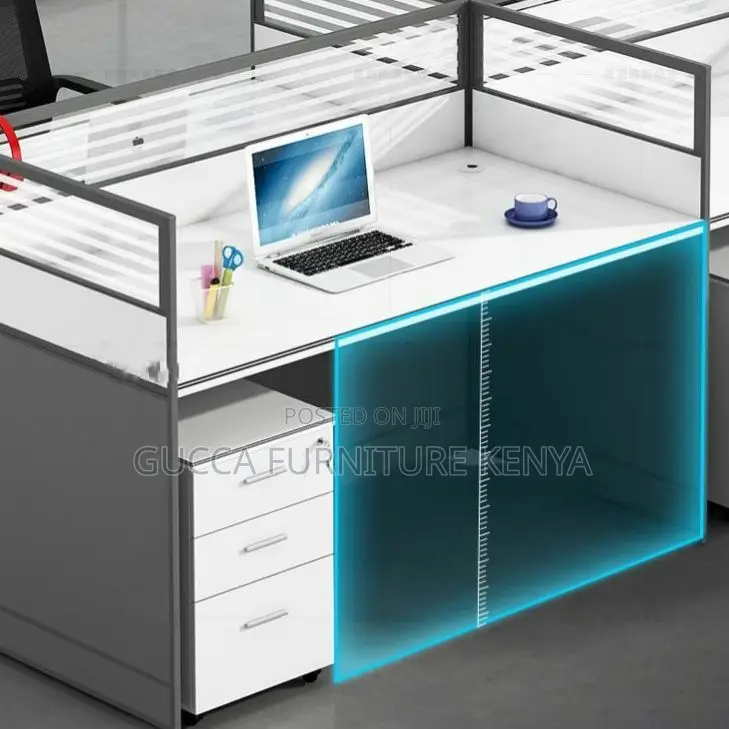 Workstations:4-Seater Wood White Modern Computer Workstation