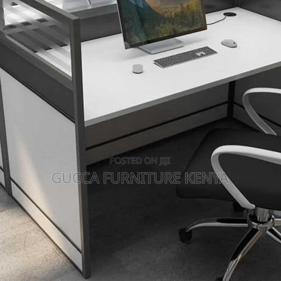 Workstations:4-Seater Wood White Modern Computer Workstation