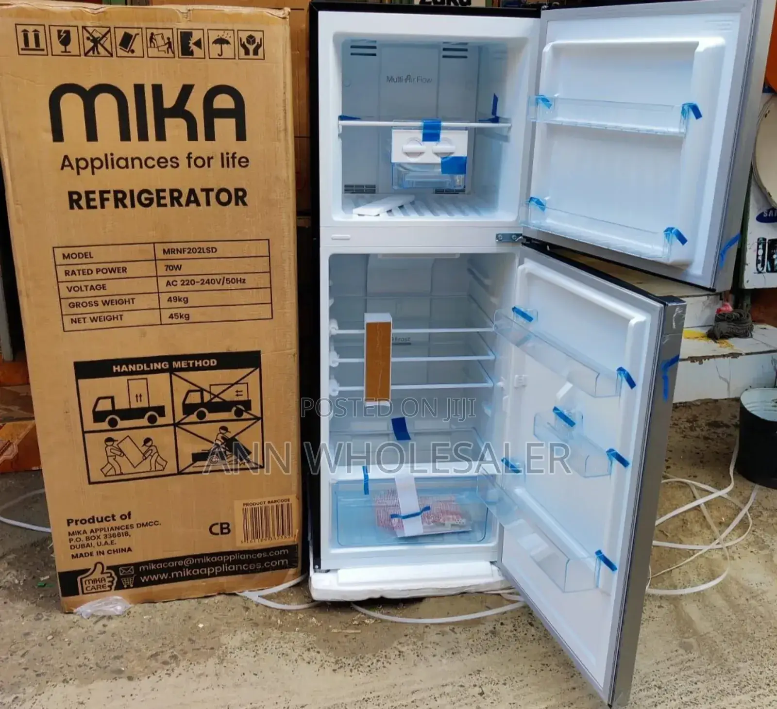 *Mika 202 Litres Double Door Fridge FROST FREE