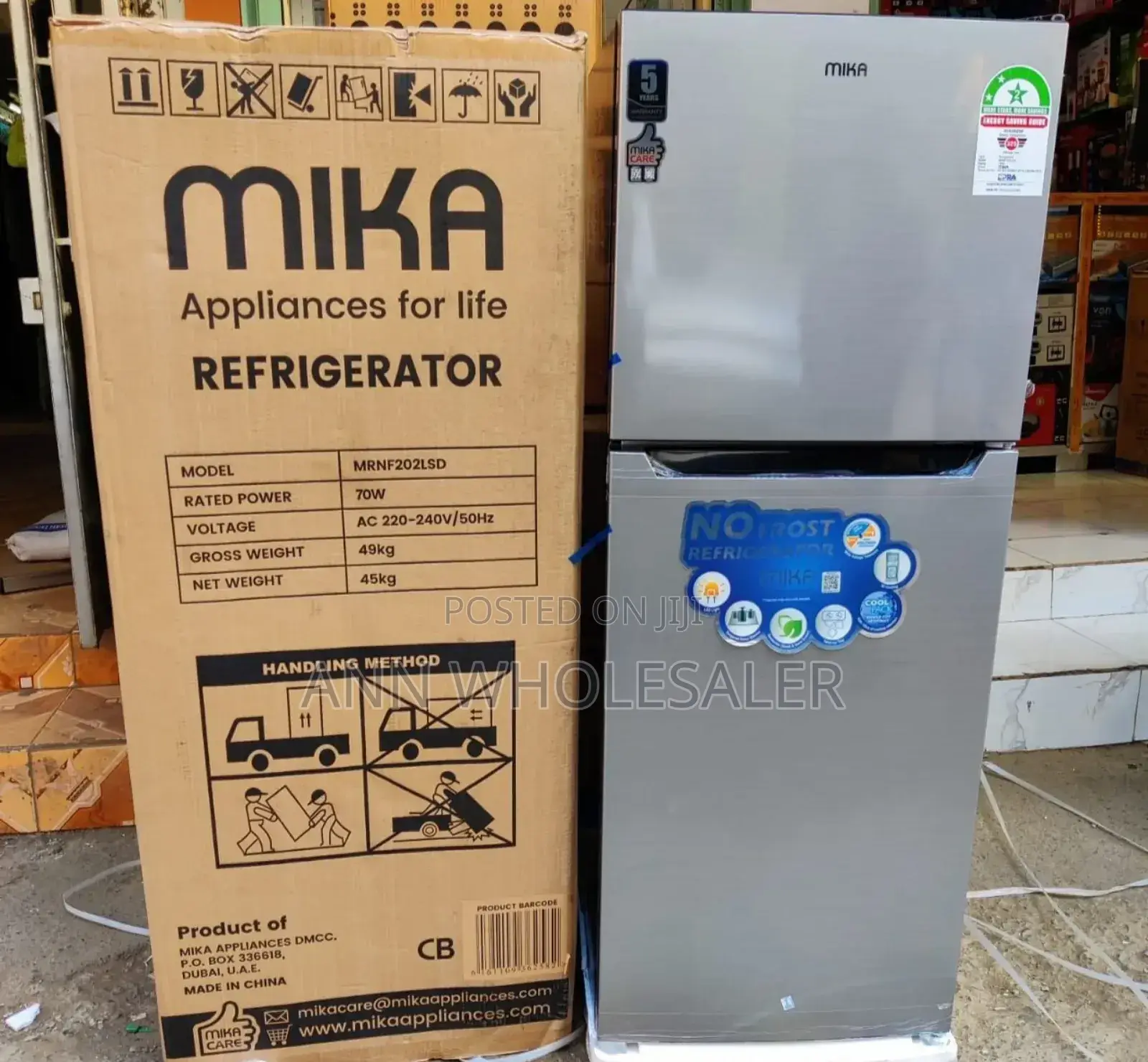 *Mika 202litres Double Door Fridge FROST FREEE