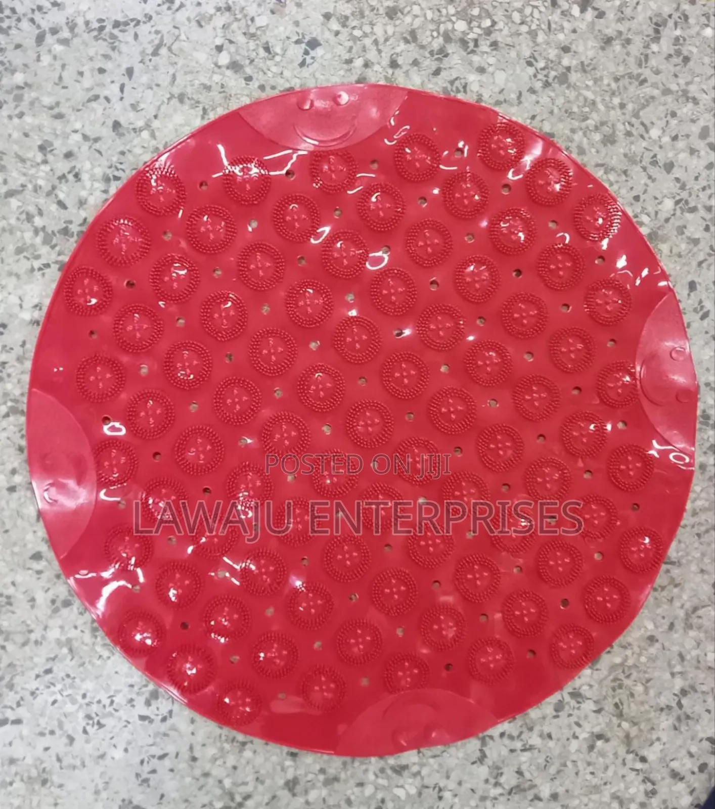 Red Round 53cm Antislip Bathroom Mat