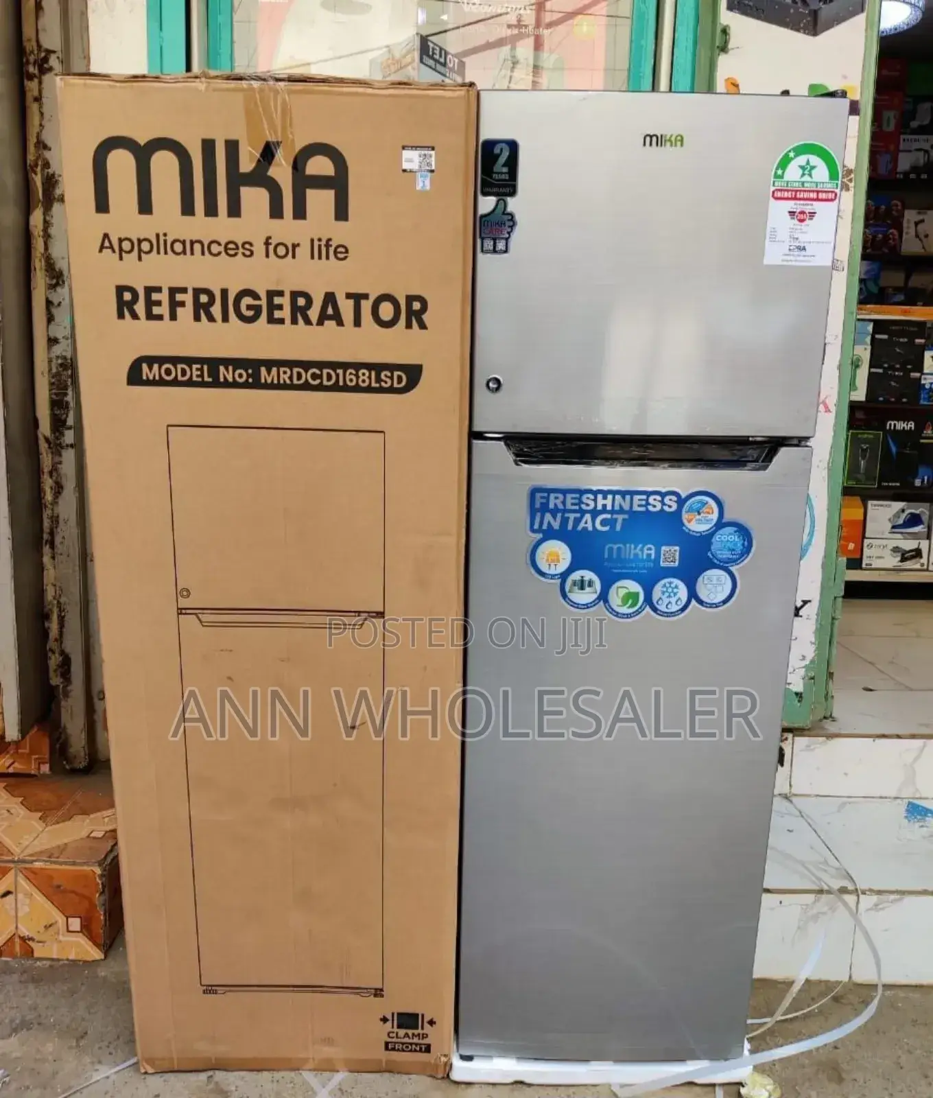 *Mika 168litres Double Door Fridge 2 Doors