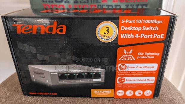 Tenda TEF1105P, 5 Port Fast Ethernet Poe Switch - With 4 Poe