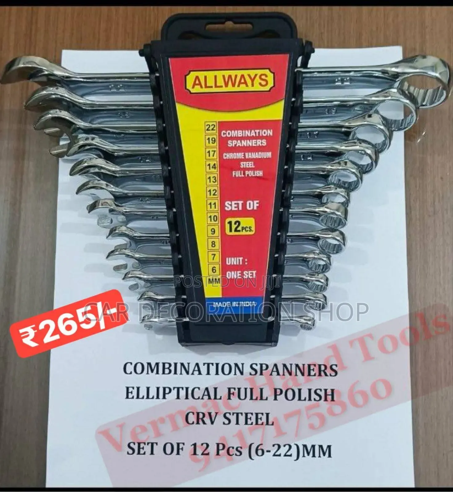 12pcs Combination Spanner Chrome Vanadium Steel Full Polish