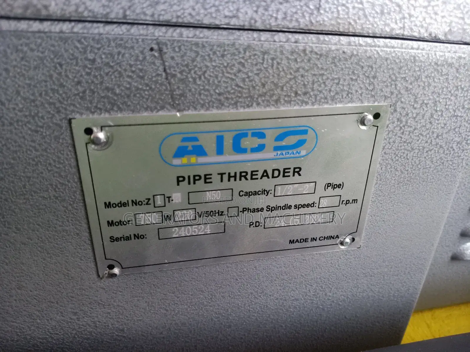 Single Phase Pipe Threader