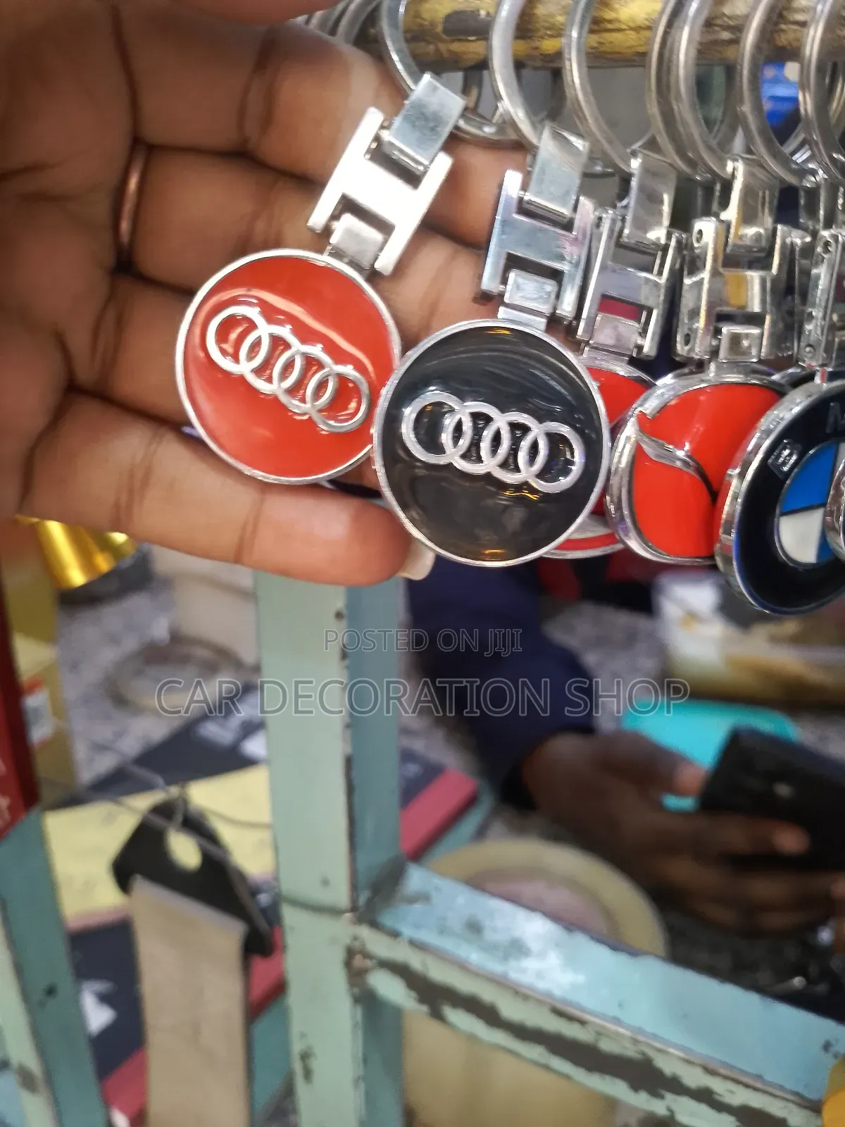 Audi Key Round Chain Holder in Red or Black