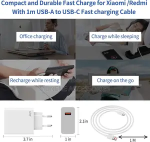 67w Usb Turbo Charger Plug With Type C Charging Cable Xiaomi