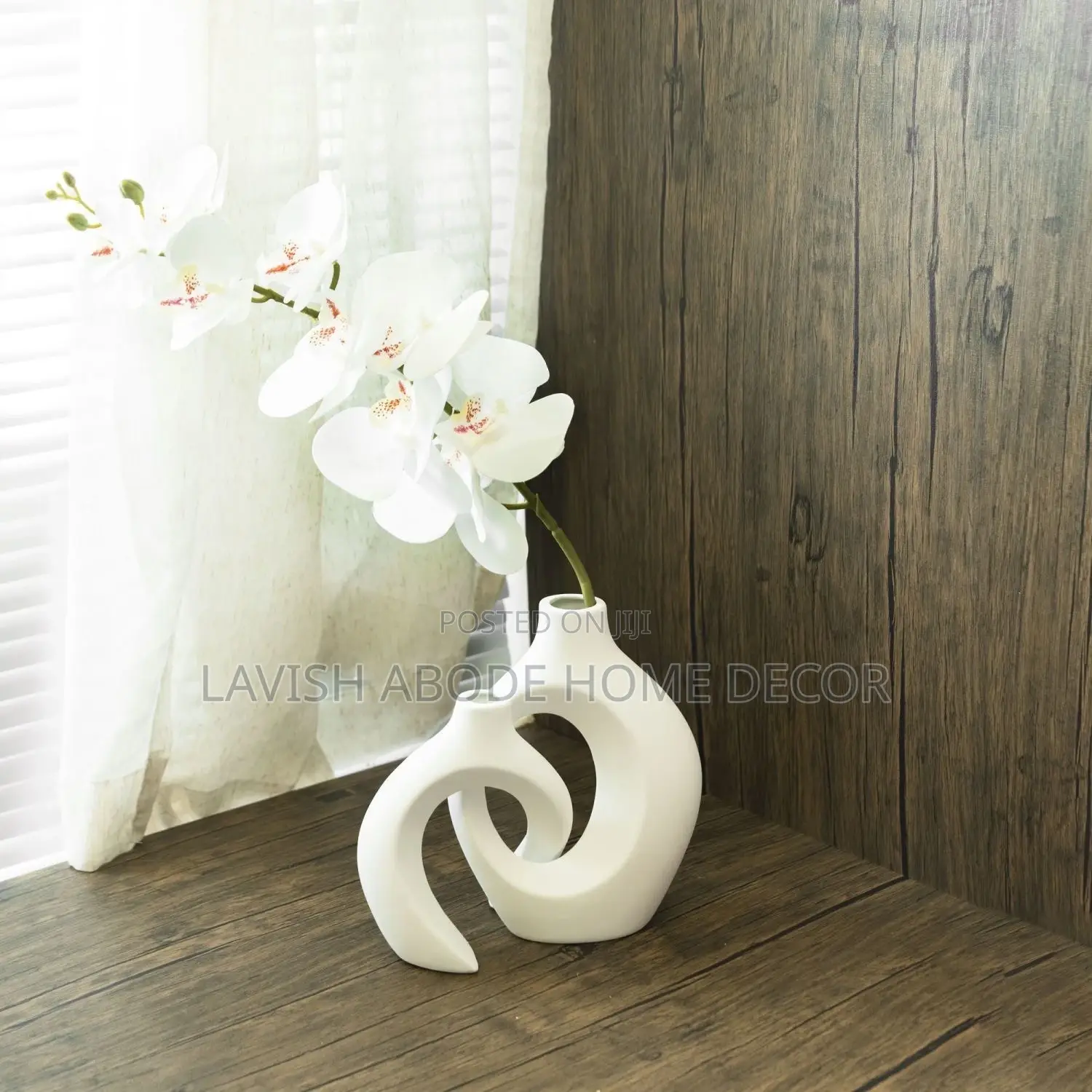 2 in 1 White Ceramic Flower Vases