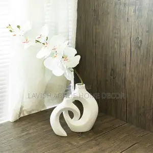 2 in 1 White Ceramic Flower Vases