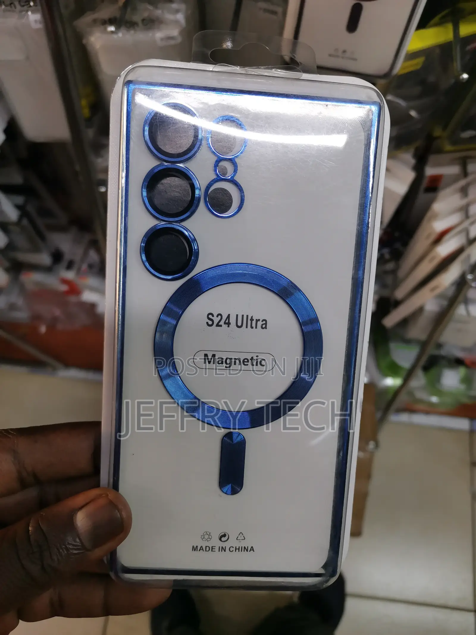 Blue Metallic Glossy Electroplating Edge Mag-Safe Phone Case