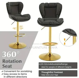Home Chairs:Leathaire Bar Chairs With Padded Seat Footrest