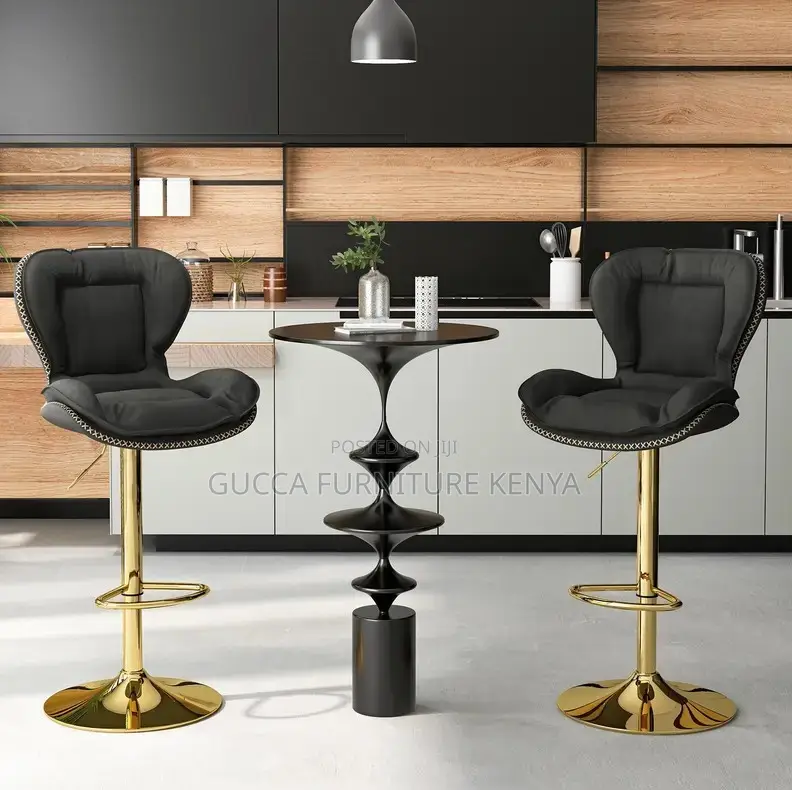 Home Chairs:Leathaire Bar Chairs With Padded Seat Footrest