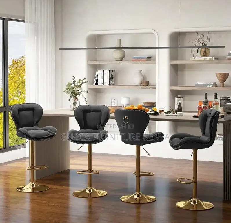 Home Chairs:Leathaire Bar Chairs With Padded Seat Footrest