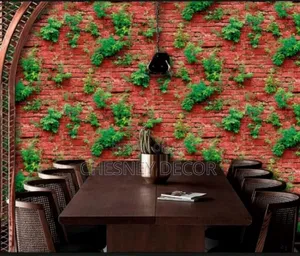 Red Bricks With Garden Effect Wallpaper