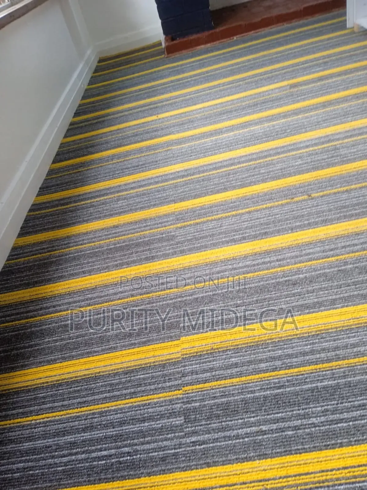Yellow Lined Carpet Tiles
