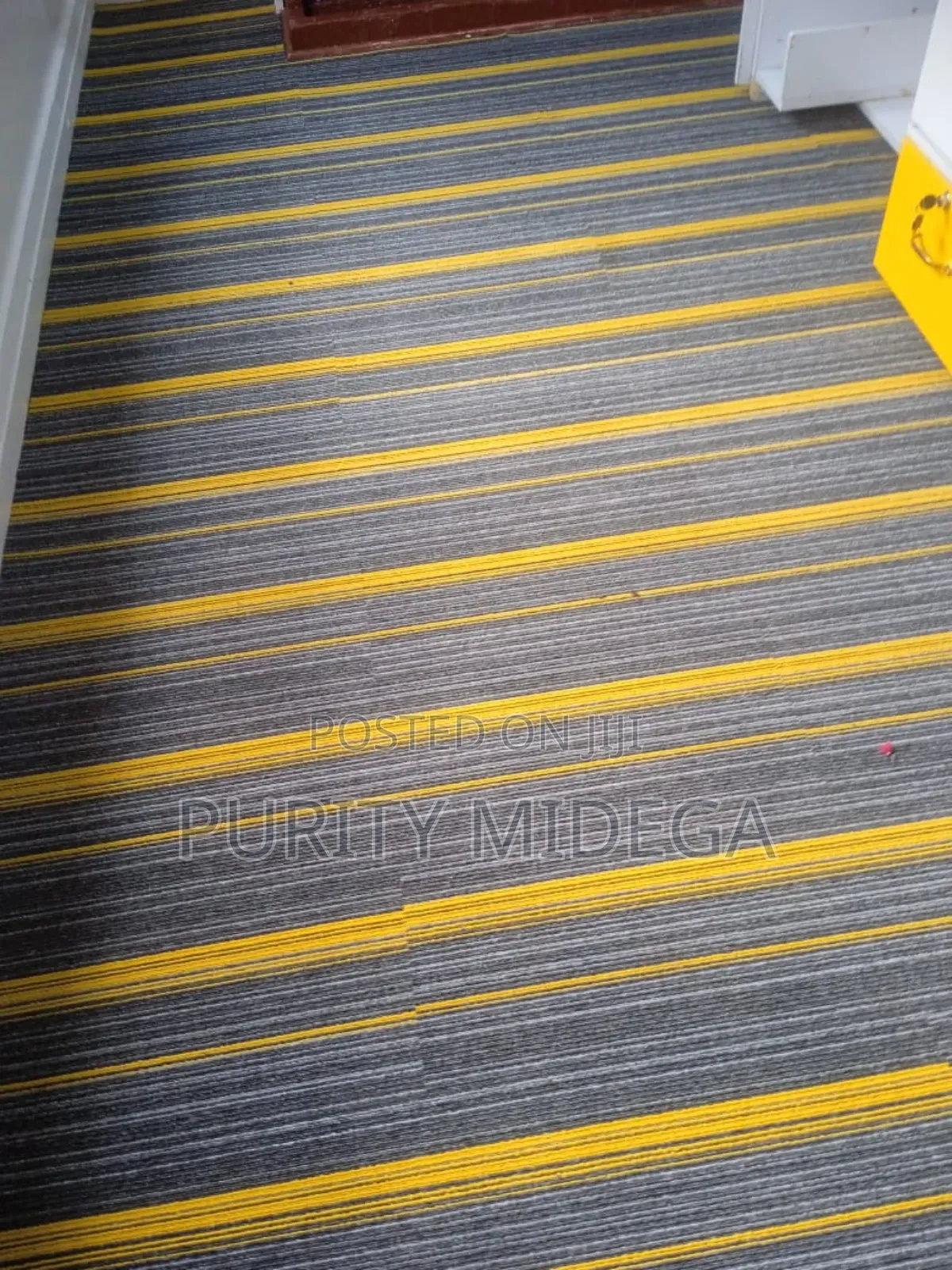 Yellow Lined Carpet Tiles