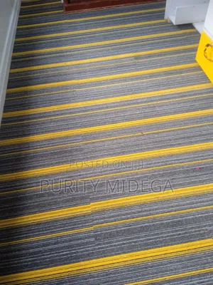 Yellow Lined Carpet Tiles