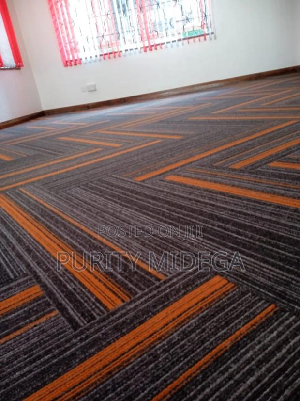 Orange Lined Carpet Tiles - main view