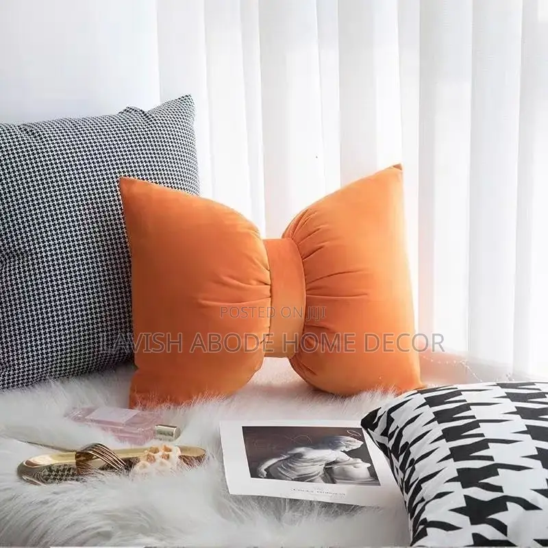 Orange Bow Tie Pillows With Throw Pillow Cover