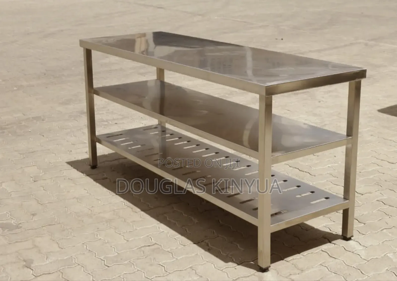 Stainless Steel Working Table. ( Perforated Three Tiers ).