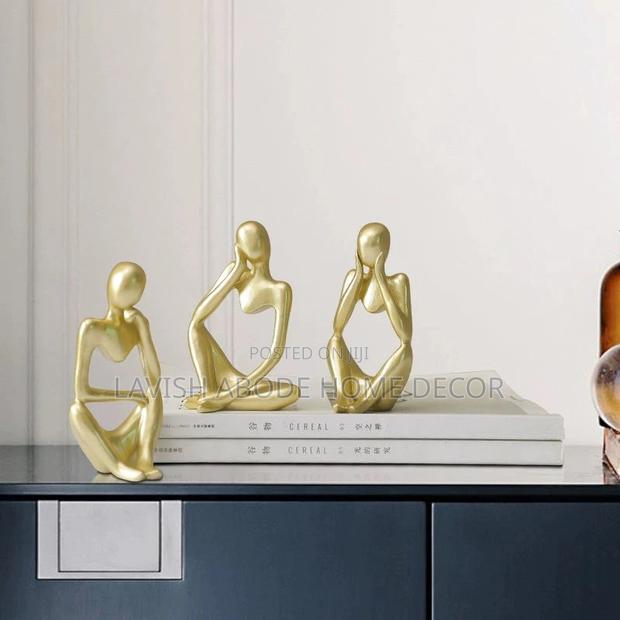 Thinking Man Statue Decor - Black, White, Gold - thumbnail 4