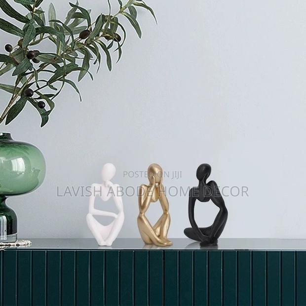 Thinking Man Statue Decor - Black, White, Gold - thumbnail 3