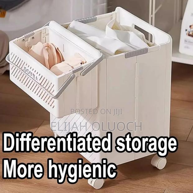*2pcs Foldable Laundry Hamper Basket With Wheels - thumbnail 3