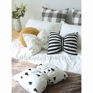 Black and White Bowtie Throw Pillow