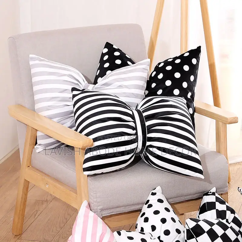 Black and White Bowtie Throw Pillow