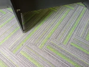 Green Lined Carpet Tiles With Grey Shade
