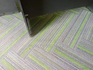Green Lined Carpet Tiles With Grey Shade