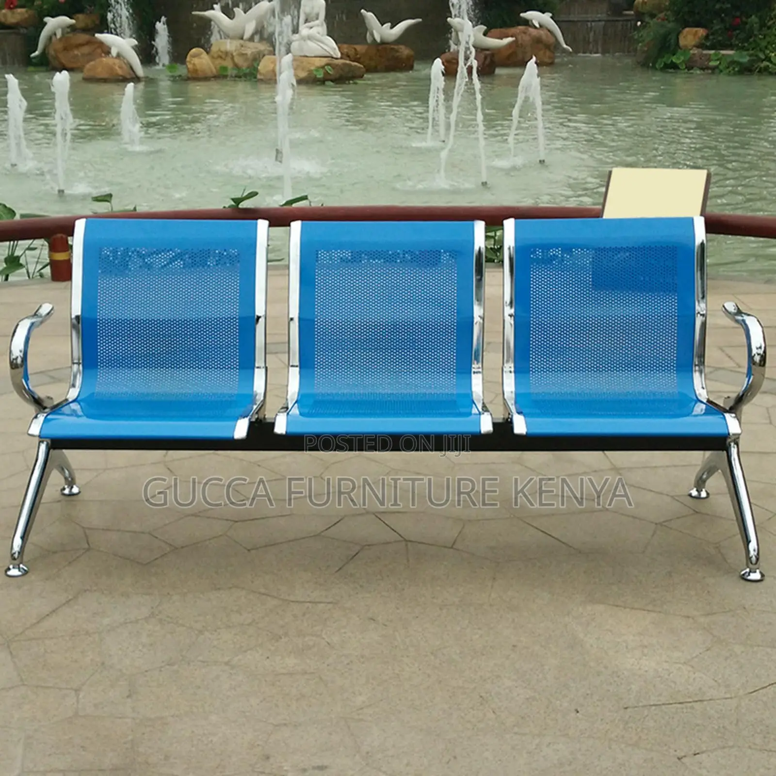 Benches:3-Seater Metallic Hospital Lobby Waiting Bench
